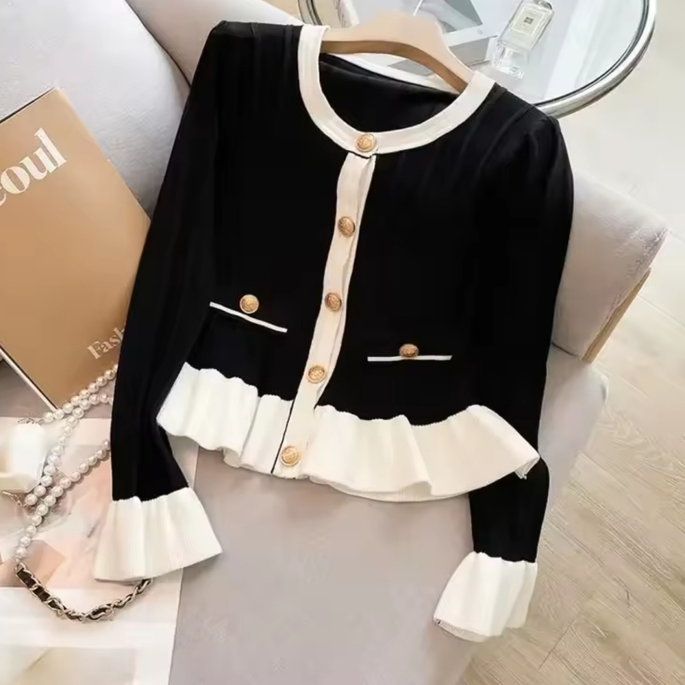 Black and White Button-Up Cardigan